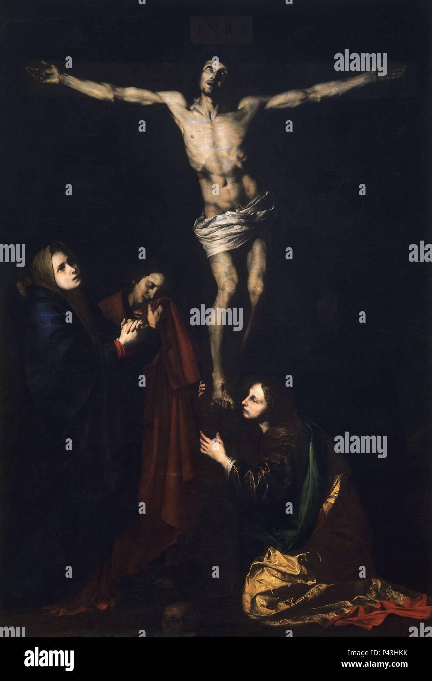 CALVARIO - 1618 - O/L336 x 230 - PINTURA BARROCA ESPAÑOLA. Thema:: Lanfranco (1591-1652). Lage: COLEGIATA, Osuna, Sevilla, Spanien. Stockfoto