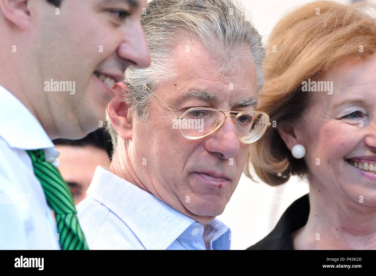 Umberto Bossi, Letizia Moratti, Matteo Salvini während der Lega Nord treffen in Milano 13-05-2011 Stockfoto