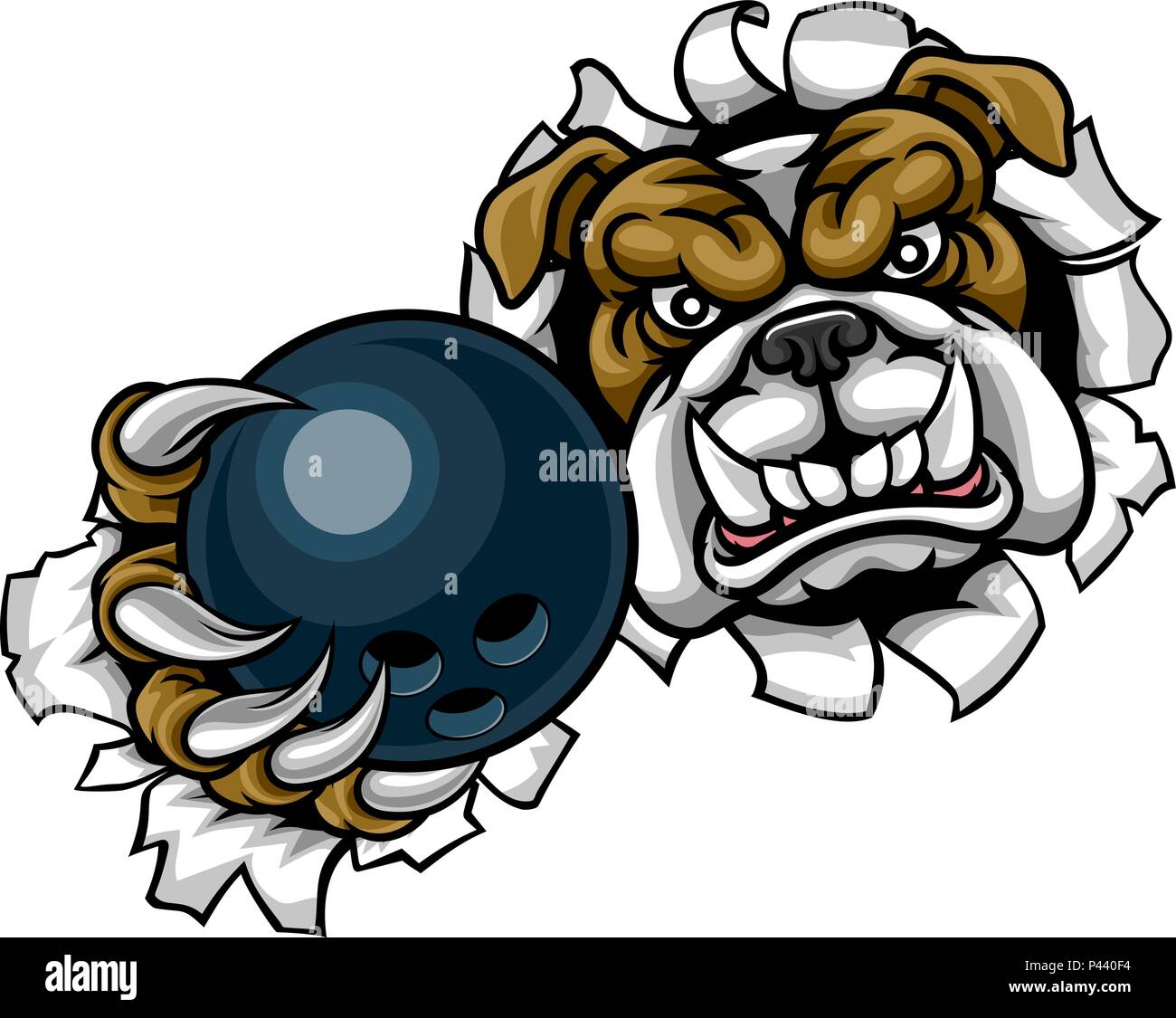 Bulldogge Bowling Sport Maskottchen Stock Vektor