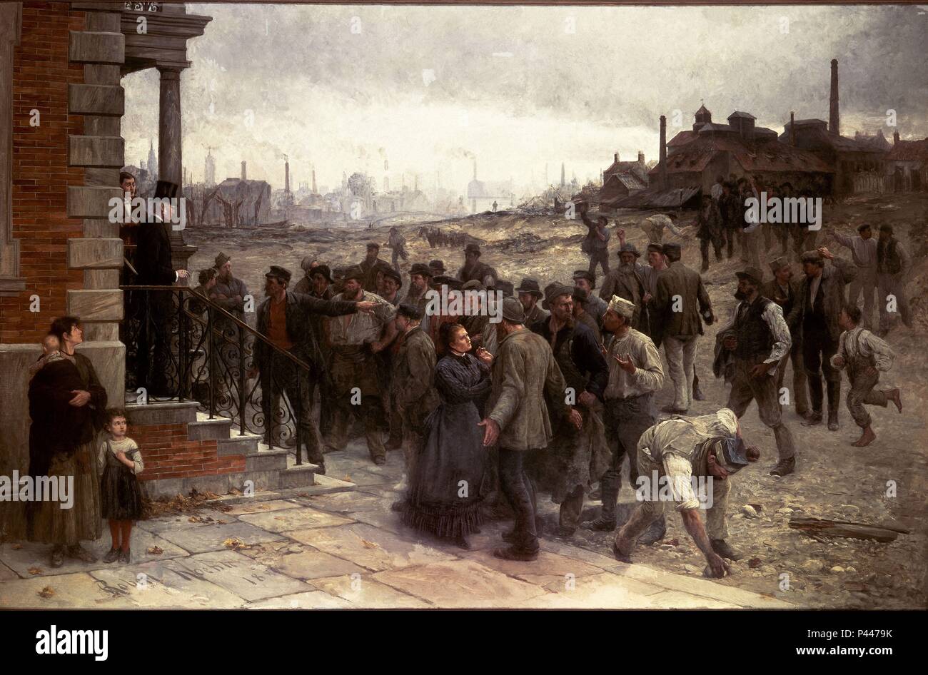 Der Streik (Pittsburgh, 1877) - 1886 - 181,6 x 275,6 cm - Öl auf Leinwand. Autor: Robert Koehler (1850-1917). Auch als: LA HUELGA; DER STRIK bekannt. Stockfoto