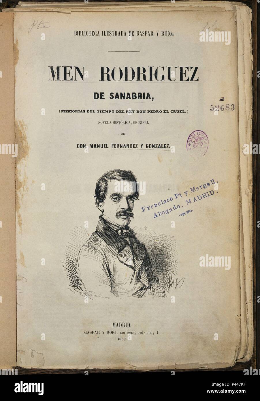 Männer RODRIGUEZ DE SANABRIA - 1853. Autor: FERNANDEZ GONZALEZ MANUEL. Lage: Biblioteca Nacional - COLECCION, MADRID, SPANIEN. Stockfoto