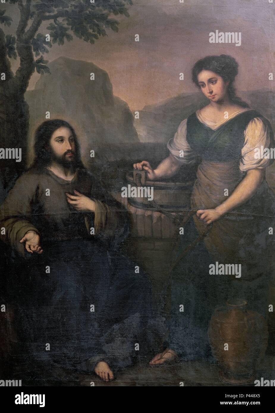 CRISTO Y LA SAMARITANA - VIDA DE JESUS. Autor: Jose Gutierrez de la Vega (1791-1865). Ort: ST. PETER'S KIRCHE, Sevilla, Sevilla, Spanien. Stockfoto