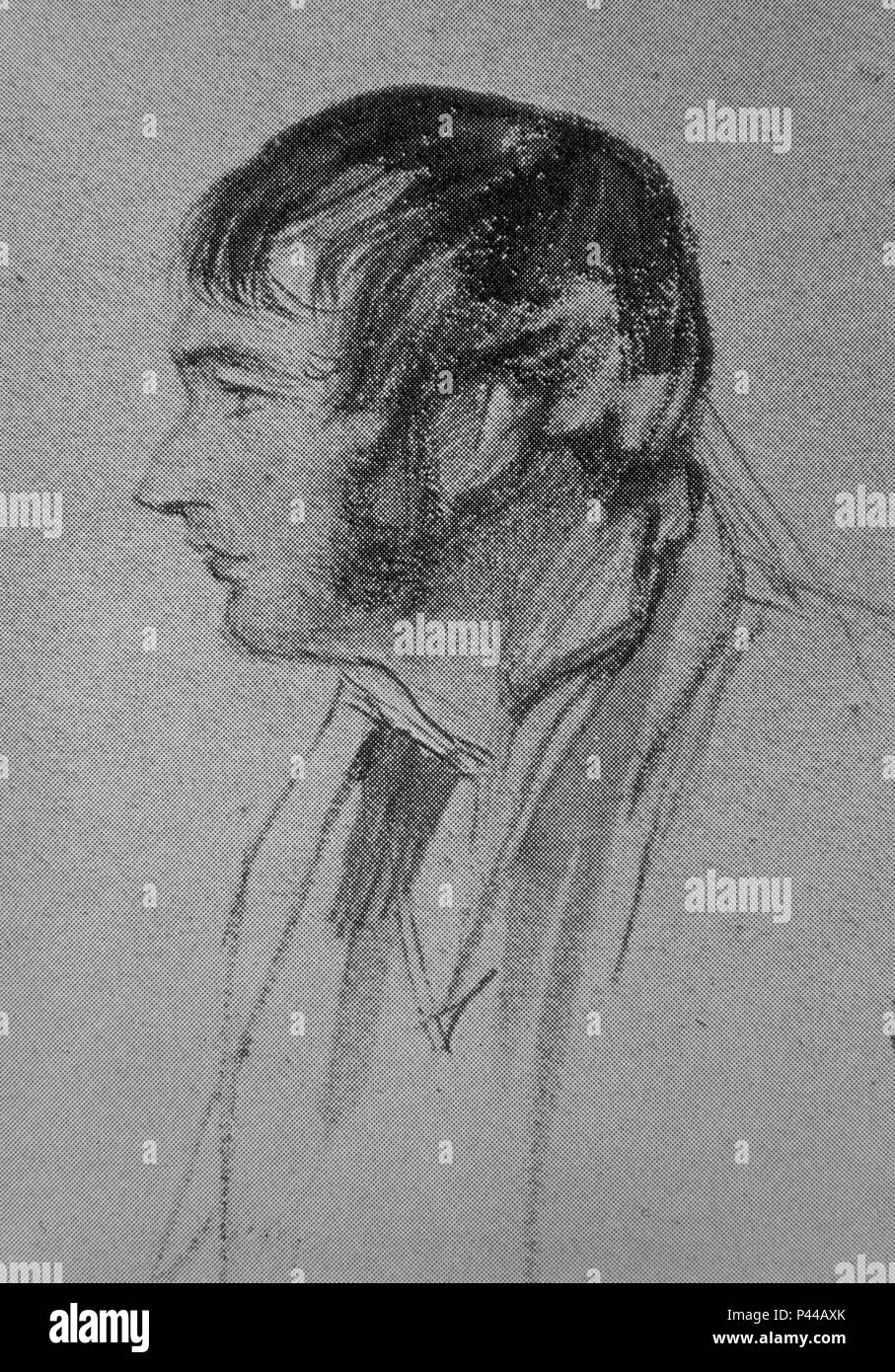 JOSE MARIA TEMPRANILLO (LLAMADO JOSE HINOJOSA) BANDOLERO - SIGLO XIX. Autor: John Frederick Lewis (1804-1876). Lage: Biblioteca Nacional - COLECCION, MADRID, SPANIEN. Stockfoto