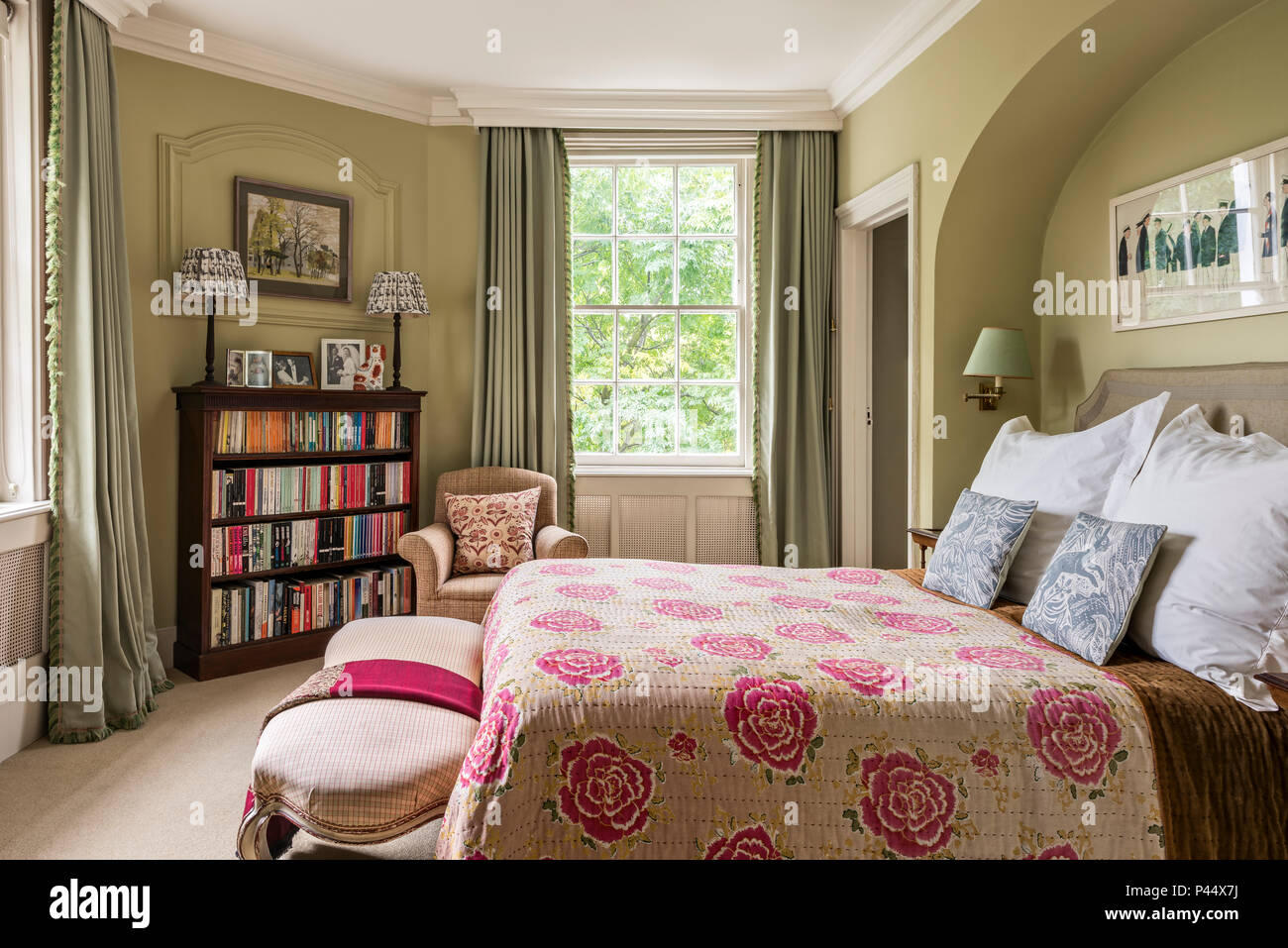 Vintage Green Floral Fabric Stockfotos Vintage Green