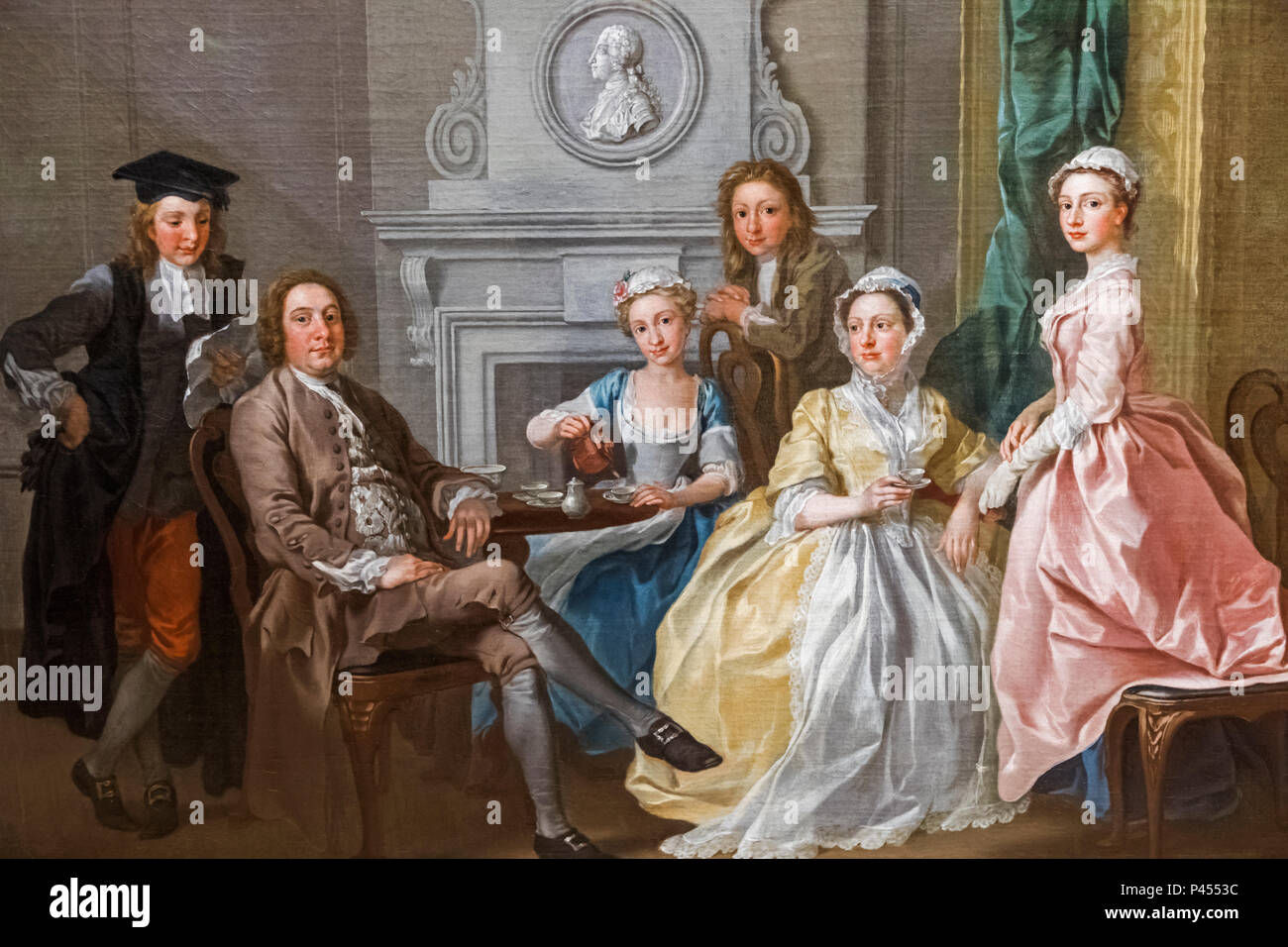 Malerei Der fliegenbinder Familie von Francis Hayman datiert 1740 Stockfoto