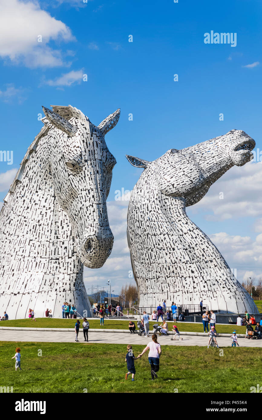 Großbritannien, Schottland, Falkirk, Helix Park, der Aufbau Digital Skulptur von Andy Scott Stockfoto