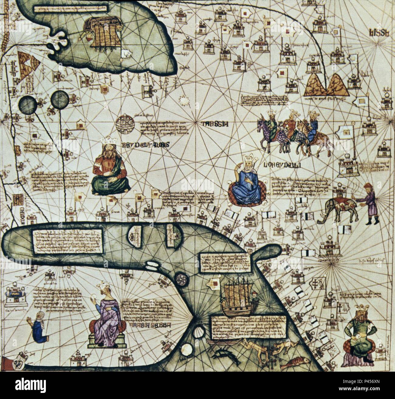 ATLAS KATALANISCH - las mejores - año 1375 -. Autor: Abraham Cresques (1325-1387). Ort: ZENTRALBIBLIOTHEK, Frankreich. Stockfoto