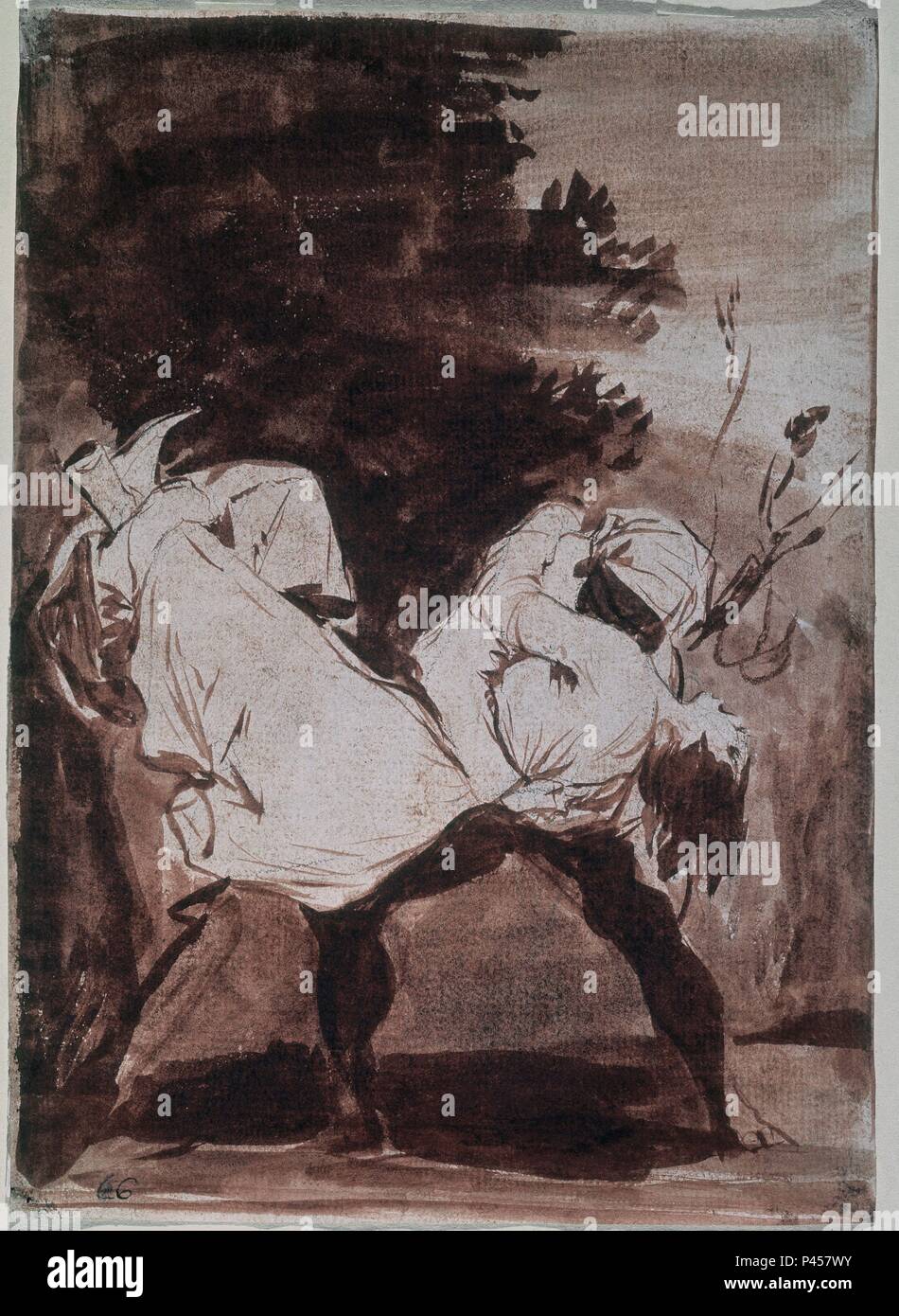 CAPRICHO 8 - QUE SE LA LLEVARON! - 1799 - DIBUJO PREPARATORIO - AGUADA ROJA. Autor: Francisco de Goya (1746-1828). Lage: Museo del Prado - DIBUJOS, MADRID, SPANIEN. Stockfoto