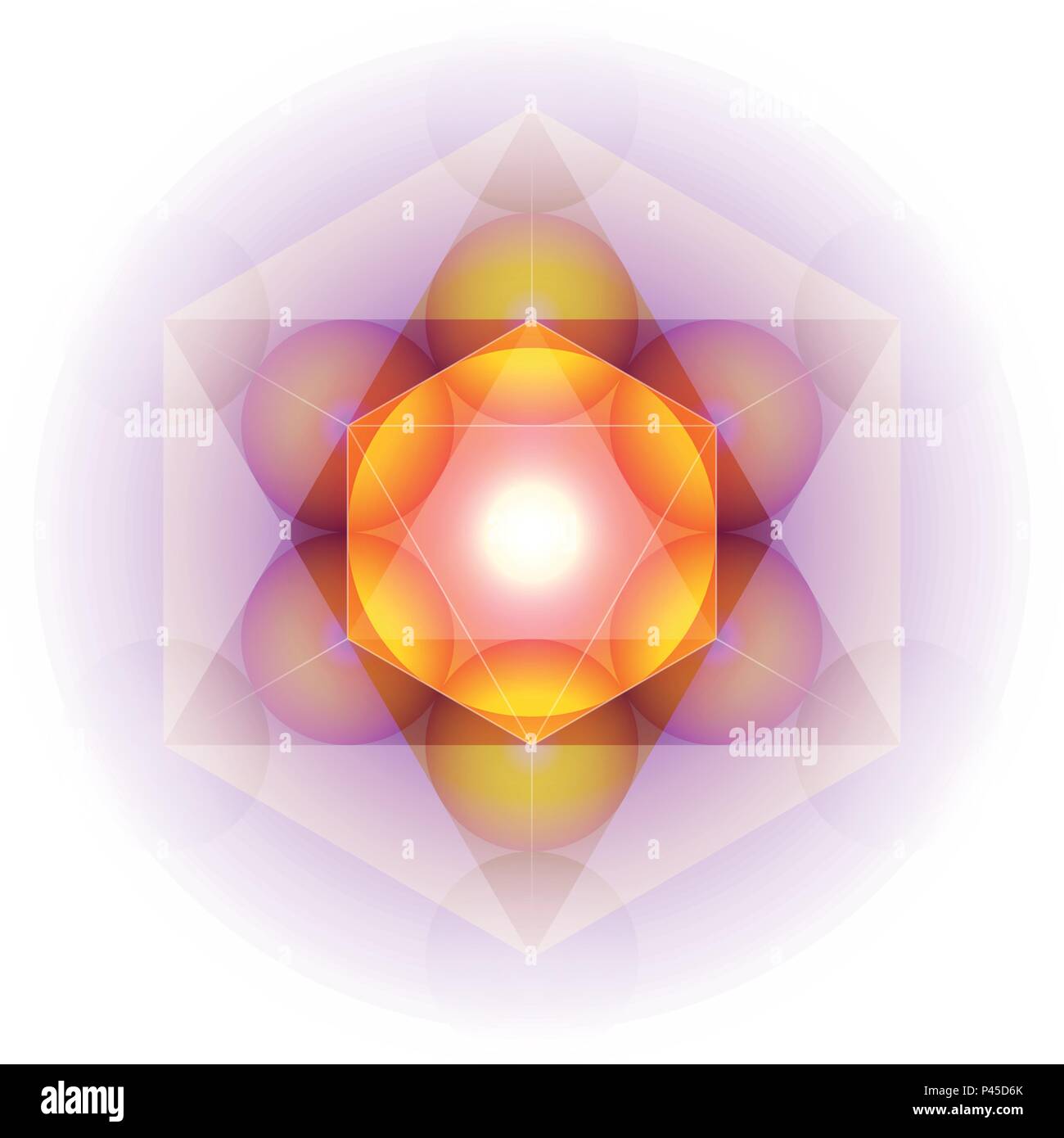 Mandala am Metatron's Würfel - Heilige Geometrie Abbildung basiert. Vector Illustration. Stock Vektor
