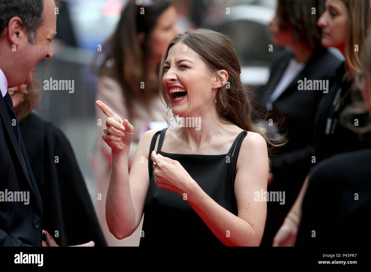 Schauspielerin Kelly Macdonald kommt auf dem roten Teppich auf dem Festival Theater, Edinburgh, für die Premiere von Puzzle in der Eröffnungsnacht des 2018 Edinburgh International Film Festival. Stockfoto