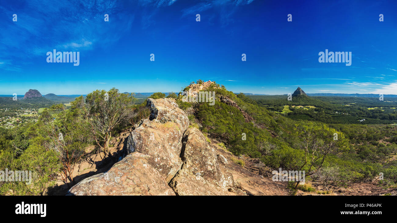 Blick vom Gipfel des Mount Ngungun, Glas Haus Berge, Sunshine Coast, Queensland, Australien Stockfoto