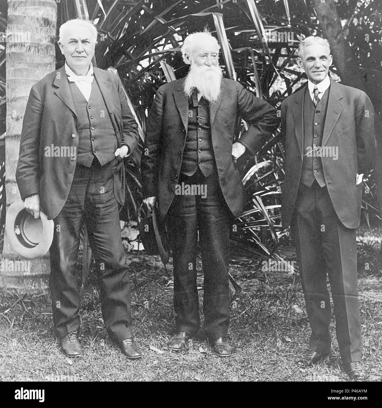 Thomas Edison, John Burroughs und Henry Ford Stockfoto
