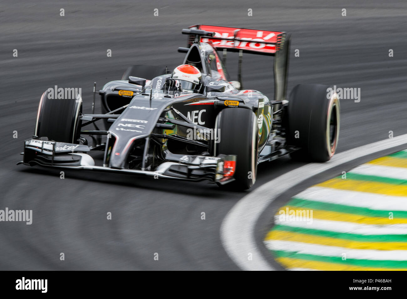 SÃO PAULO, SP - 07/11/2014: GRANDE PREMIO DO BRASIL DE FORMEL 1 2014 - Adrian Sutil durante Grande Premio do Brasil de Formel 1 2014 realizada keine Autodromo de Interlagos. (Foto: Victor Eleutério/Fotoarena) Stockfoto