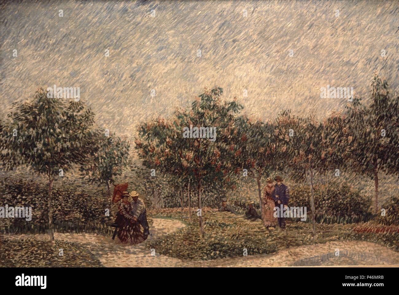 PAREJAS EN ELPARQUE VOYER D'ARGENSON EN ASNIÈRES-JUN/Julio 1887-O/L 75 x 112,5 cm. Autor: Vincent van Gogh (1853-1890). Ort: Van Gogh Museum, Amsterdam, HOLANDA. Stockfoto