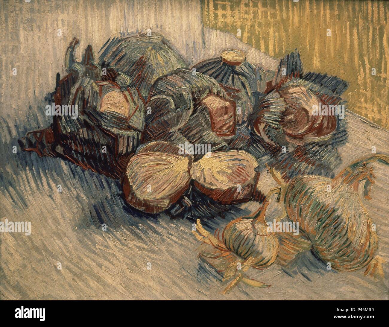 Niederländische Schule. Stillleben mit Rotkohl und Zwiebeln. 1887. Öl auf Leinwand (50 x 64,5 cm). Amsterdam, Van Gogh Museum. Autor: Vincent van Gogh (1853-1890). Ort: Van Gogh Museum, Amsterdam, HOLANDA. Stockfoto