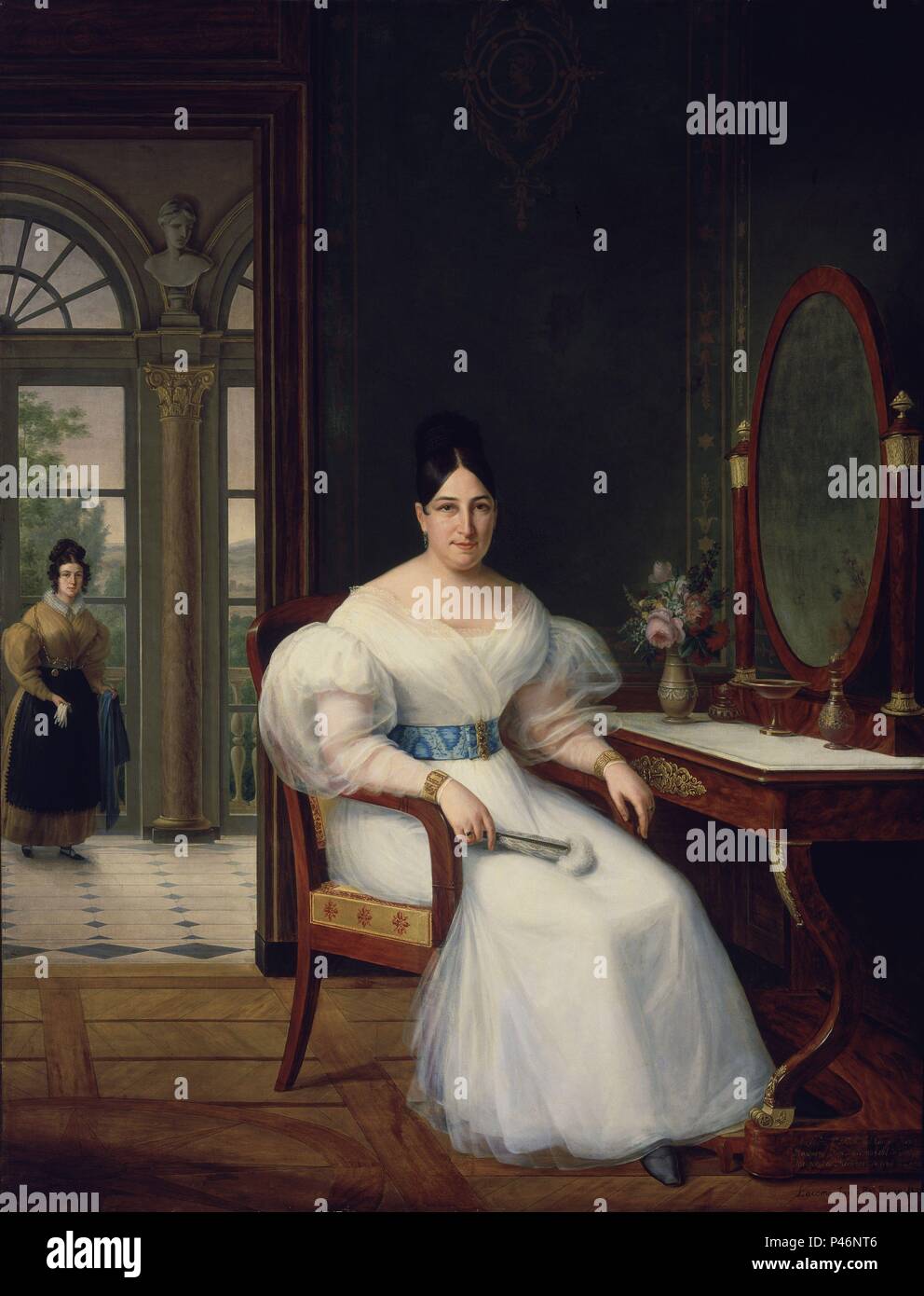 "Carmen Moreno, Marquesa de Las Marismas del Guadalquivir", 1833, Öl auf Leinwand, 211,5 x 162,50 cm, CE 0510. Autor: Francisco Jose Lacoma y Fontanet (1778-1849). Lage: MUSEO ROMANTICO - PINTURA, MADRID, SPANIEN. Stockfoto