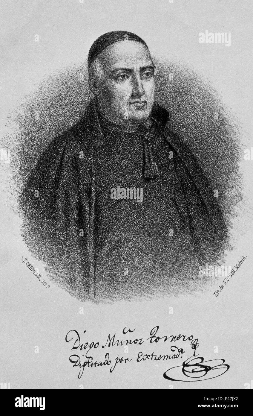 DIEGO MUÑOZ TORRERO (1761/1829) - DIPUTADO DE LAS CORTES DE CADIZ - GRABADO DEL SIGLO XIX. Lage: SENADO - BIBLIOTECA - COLECCION, MADRID, SPANIEN. Stockfoto