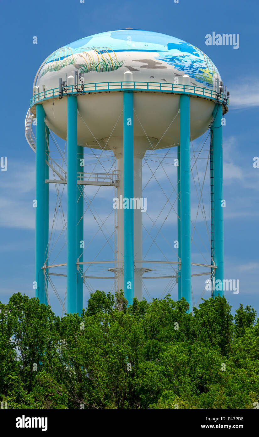 Stadt Hollywood Wasserturm, zurück, vertikal - Hollywood, Florida, USA Stockfoto