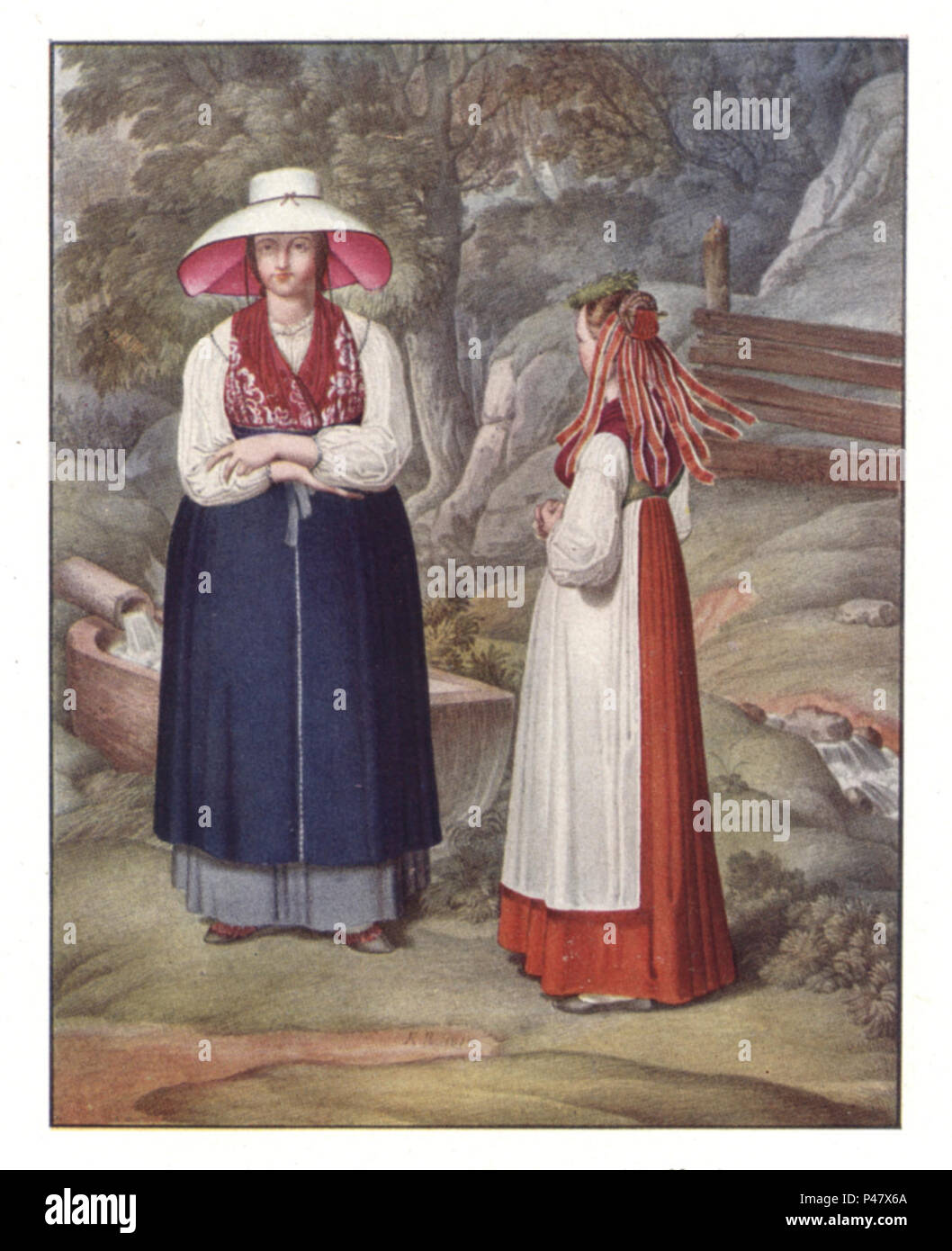 112 Weibliche Festtrachten in Birkfeld, Karl Ruß, 1813. Stockfoto