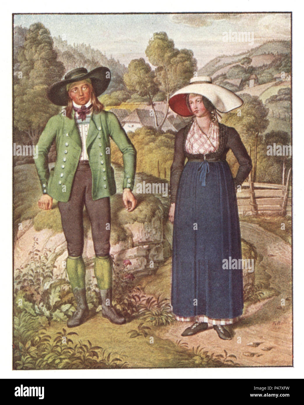 113 Bauernpaar aus Passail, Karl Ruß, 1813. Stockfoto