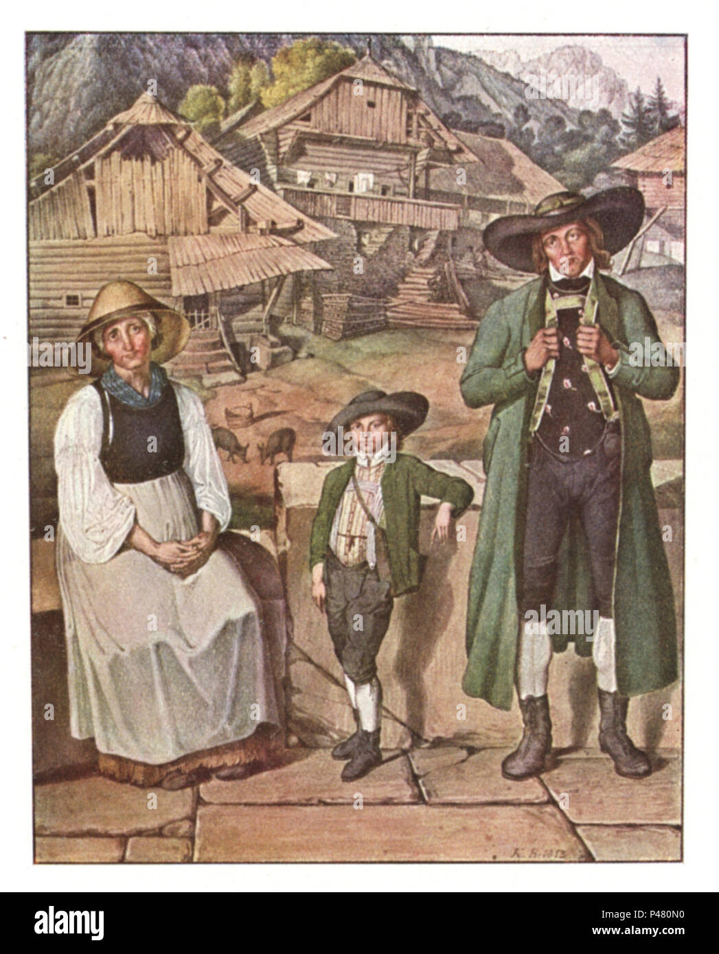 114 Bauersleute aus Passail, Karl Ruß, um 1813. Stockfoto