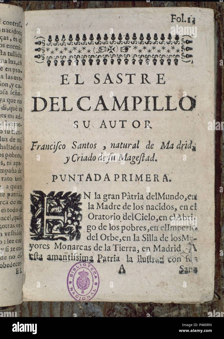 EL SASTRE DEL CAMPILLO - SIGLO XVII. Autor: SANTOS FRANCISCO. Lage: Biblioteca Nacional - COLECCION, MADRID, SPANIEN. Stockfoto