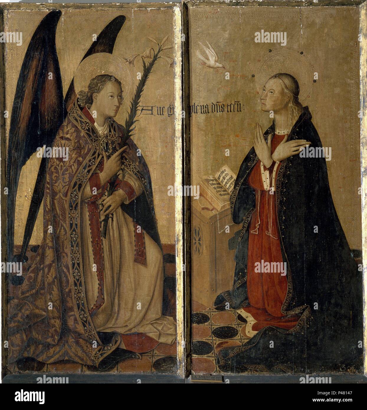 LA ANUNCIACION - 1450-O/T - 180 x 172. Autor: Maestro de Bonastre (d. 1490). Lage: das Museo DE BELLAS ARTES - COLEGIO PIO V, Valencia, Spanien. Stockfoto