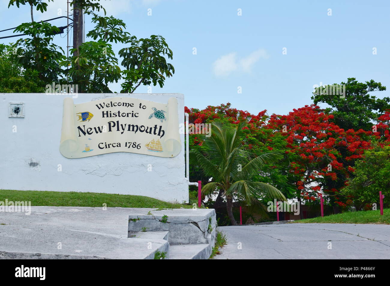 New Plymouth, Green Turtle Cay auf Bahamas Stockfoto