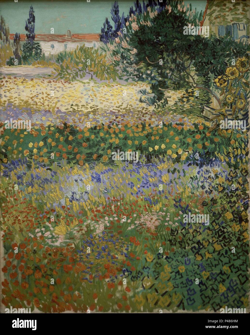 Garten in voller Blüte, Arles - 1888 - Öl auf Leinwand - 92 x 73 cm. Autor: Vincent van Gogh (1853-1890). Lage: Metropolitan Museum of Art, New York. Auch als: JARDIN, ARLES bekannt. Stockfoto