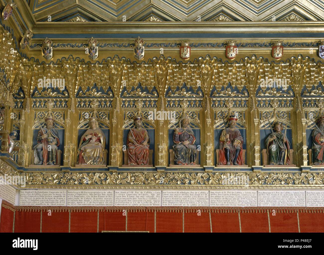 SALA DE LOS REYES - ALFONSO VII URRACA IV Alfonso VIII SANCHO III ...... Lage: ALCAZAR - INTERIEUR, Segovia, Spanien. Stockfoto