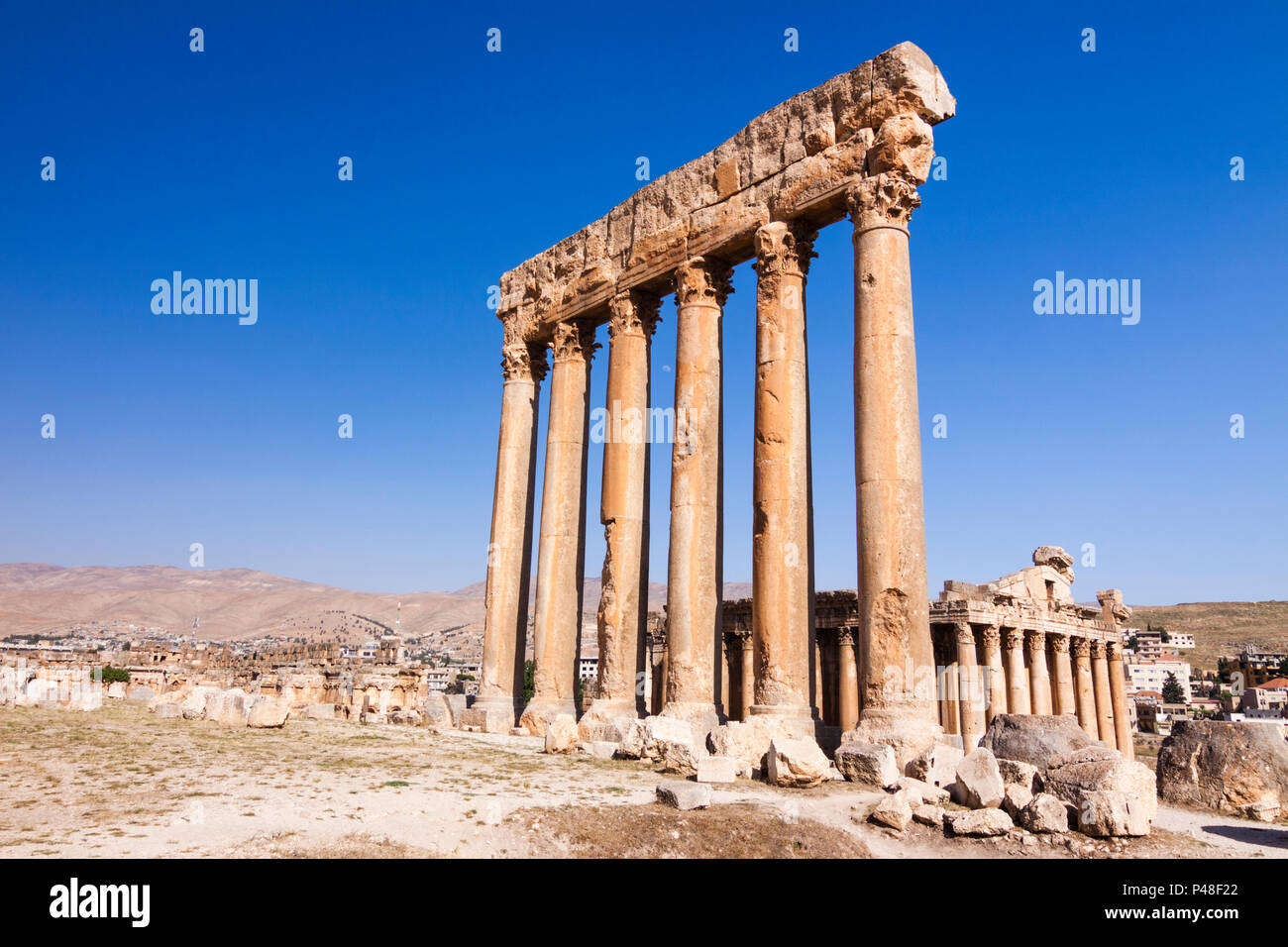 Baalbek, Libanon: UNESCO-Weltkulturerbe die Ruinen der Tempel des Jupiter und Bacchus (150 AD und 250 AD) bei Baalbek römische Heliopolis. Stockfoto