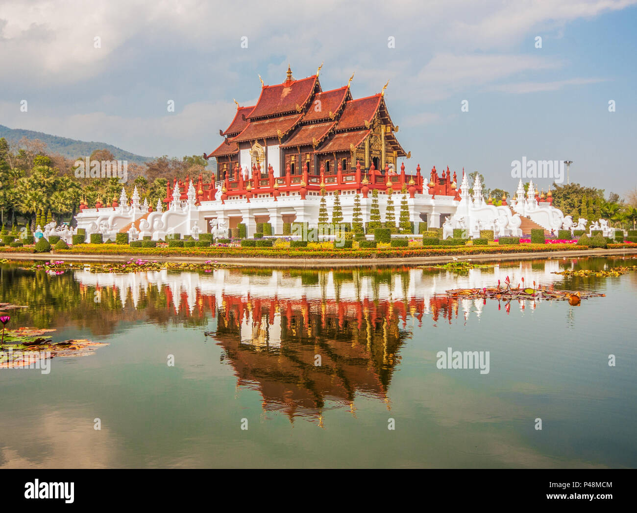 Bangkok, Thailand - weg vom Chaos der Stadt, einige ruhige Gebiete sind auch in Bangkok, wie die Royal Flora Ratchaphruek Garten Stockfoto