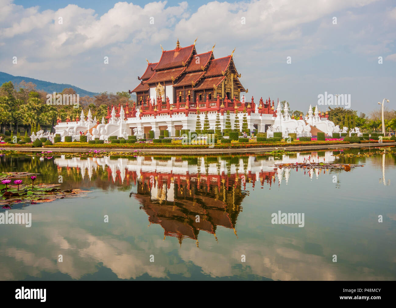 Bangkok, Thailand - weg vom Chaos der Stadt, einige ruhige Gebiete sind auch in Bangkok, wie die Royal Flora Ratchaphruek Garten Stockfoto