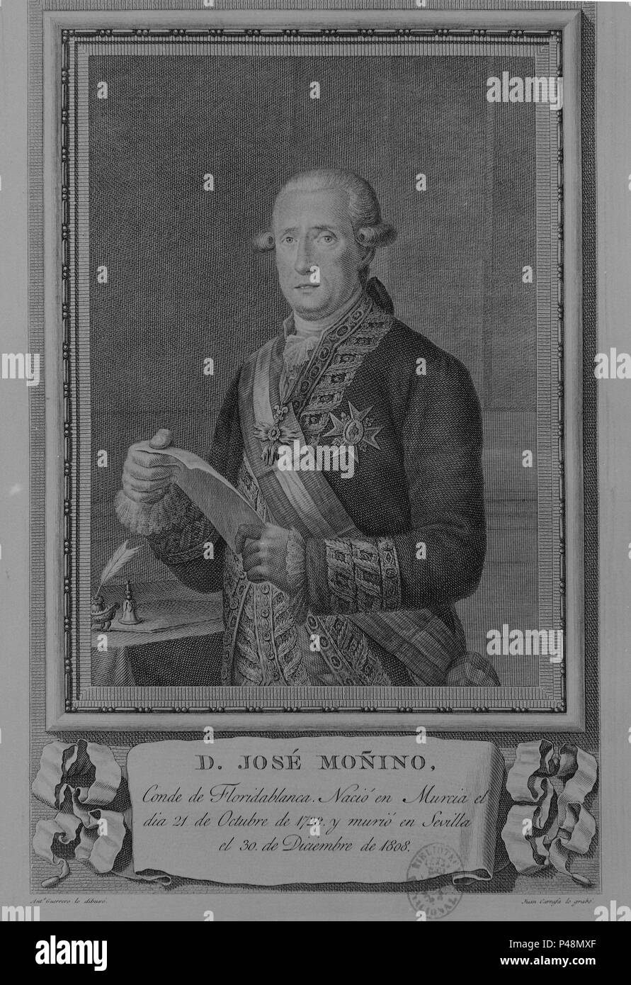 MONINO Y REDONDO JOSE - PAEZ 6131-5 - CONDE FLORIDABLANCA -1728/1808. Lage: Biblioteca Nacional - COLECCION, MADRID, SPANIEN. Stockfoto