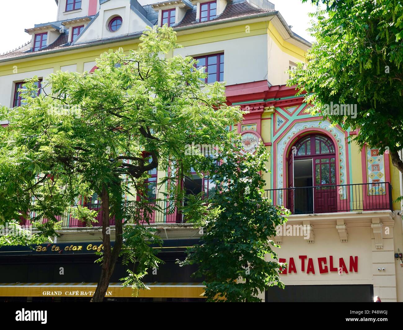 Der bataclan Theater, Rock Musik Schauplatz und die Website vom 13. November Terroranschlag, Paris, Frankreich. Stockfoto