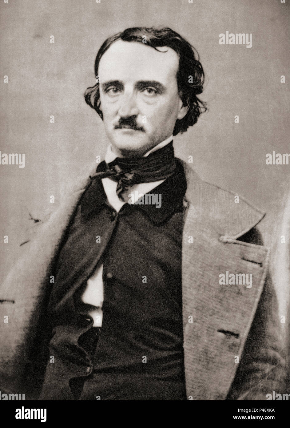 Edgar Allan Poe, 1809 - 1849. Der amerikanische Schriftsteller, Herausgeber und Literaturkritiker. Nach einer zeitgenössischen Print. Stockfoto