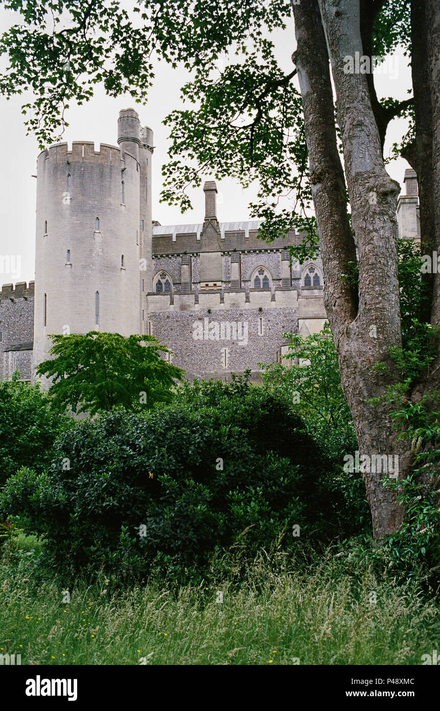 Arundel Castle aus dem Schlosspark, Arundel, West Sussex, Südengland Stockfoto