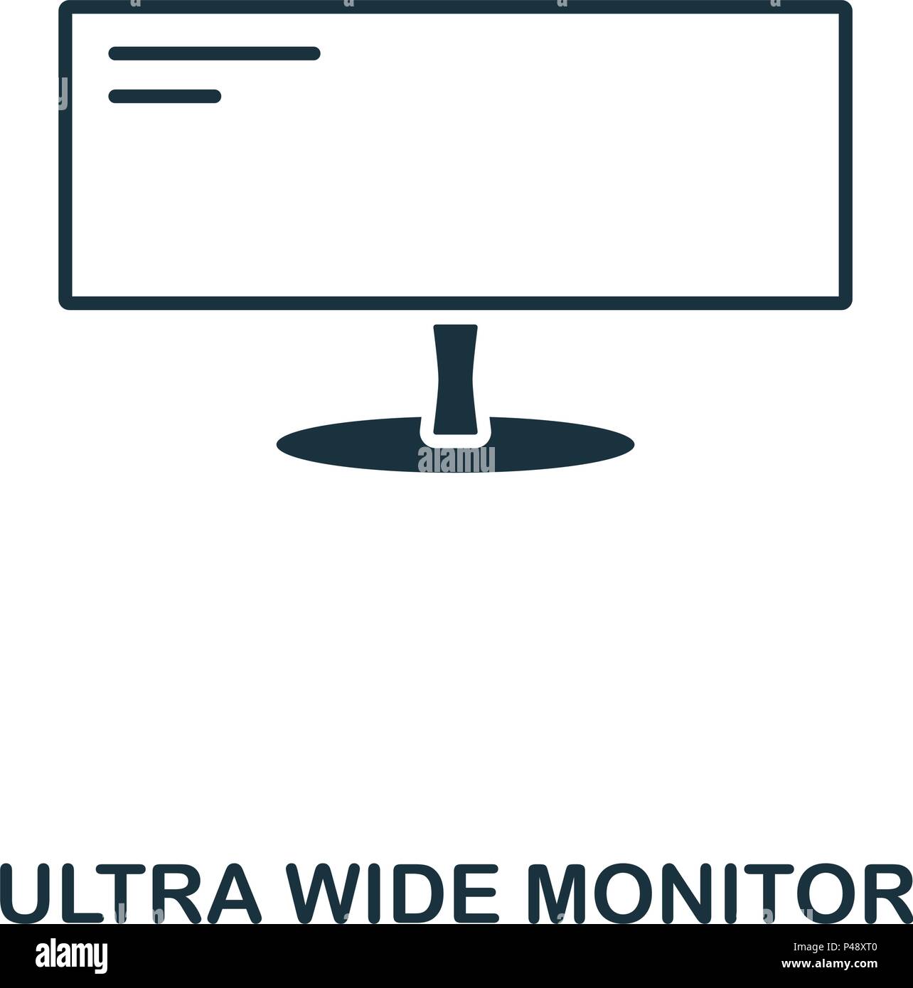 Ultra Wide Monitor Symbol. Line Style Icon Design. UI. Abbildung: Ultra Wide monitor Symbol. Piktogramm isoliert auf Weiss. Fertig in web design, Anwendungen, Software, Druck verwenden. Stock Vektor