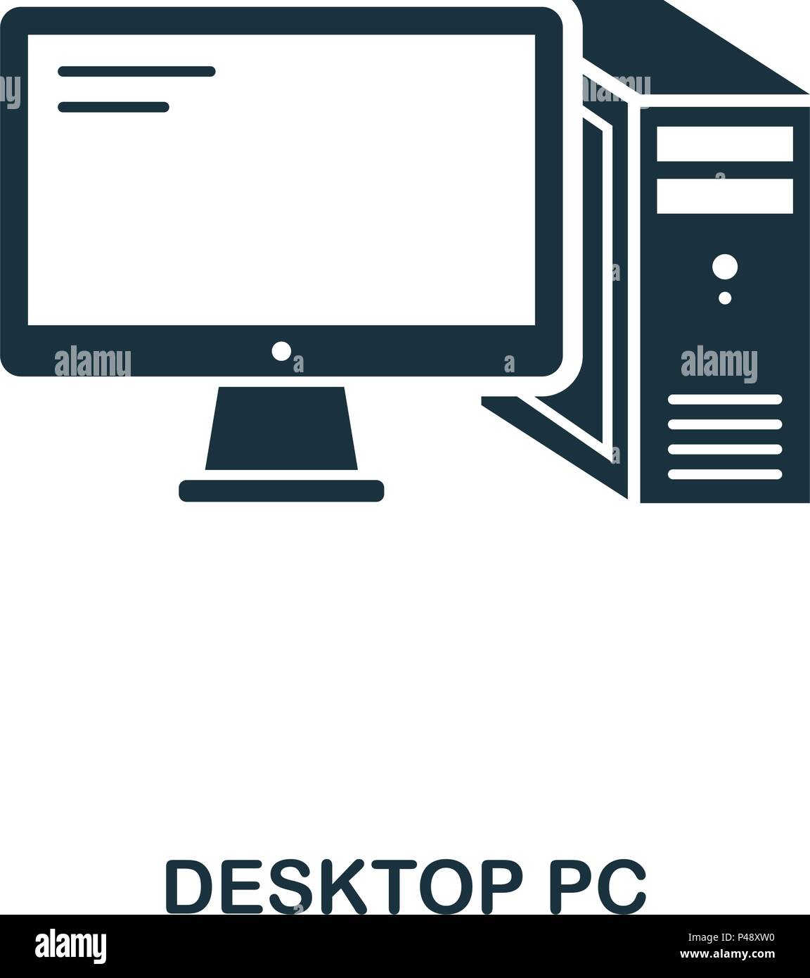 Desktop-PC-Symbol. Line Style Icon Design. UI. Abbildung: der Desktop-PC-Symbol. Piktogramm isoliert auf Weiss. Fertig in web design, Anwendungen, Software, Druck verwenden. Stock Vektor