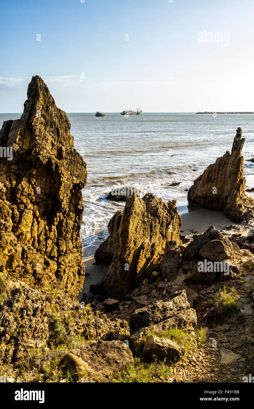 Felsformation in Las Piedras de Martin Strand (Playa Las Piedras de Martin). La Vela de Coro, Falcon, Venezuela. Stockfoto