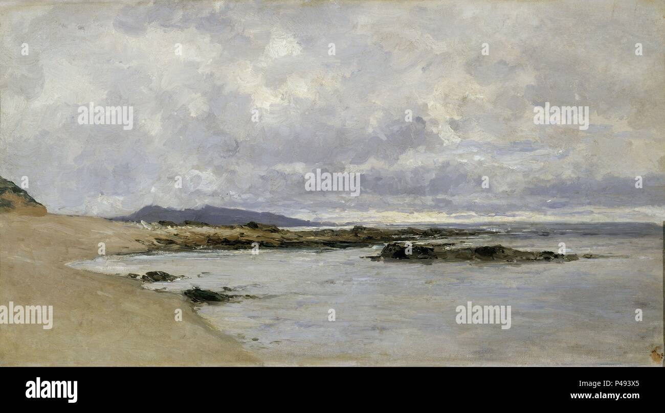 PLAYA DE HENDAYA - HACIA 1881. Autor: Carlos de Haes (1829-1898). Lage: CASON DEL BUEN RETIRO - PINTURA, MADRID, SPANIEN. Stockfoto