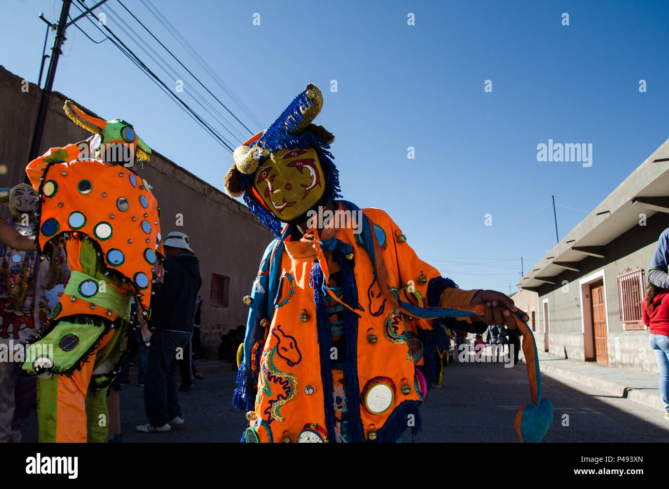 Bonito - 04.03.2014: CARNAVAL EM HUMAHUACA - Personagem tun Karneval da Cidade de Humahuaca, província de Jujuy keine norte Argentino, popularmente conhecido como Diablo Humahuaqueño, na Argenrina. (Foto: Diego Herculano/Foroarena) Stockfoto