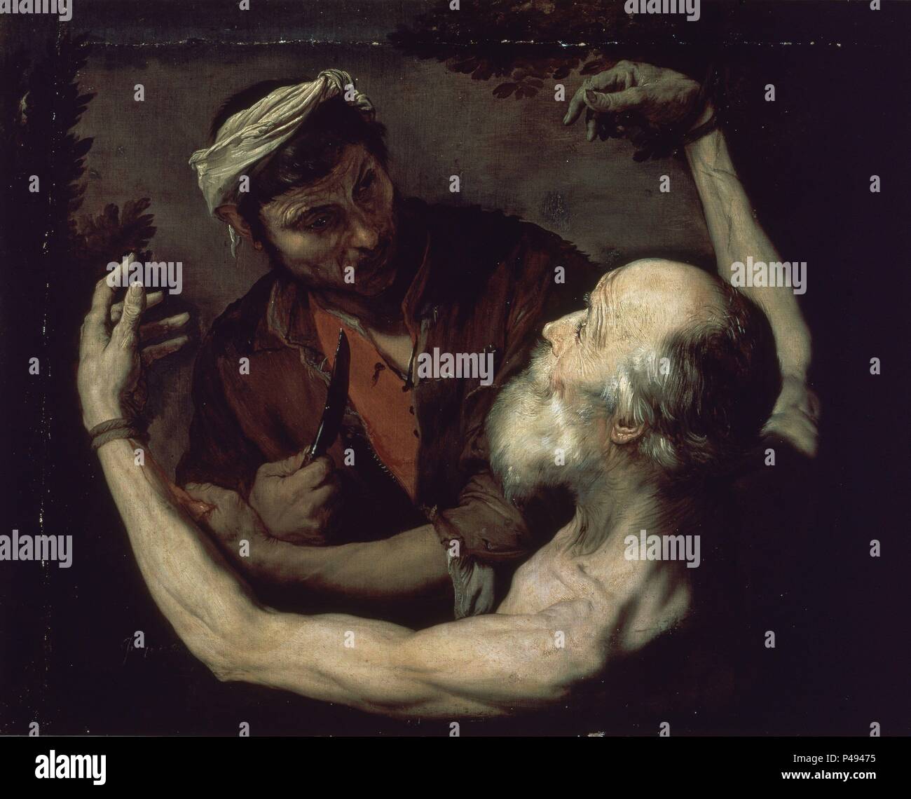 MARTIRIO DE SAN BARTOLOME - SIGLO XVII - BARROCO ESPAÑOL. Thema:: Lanfranco (1591-1652). Ort: MUSEUM DER BILDENDEN KÜNSTE, Malaga, Spanien. Stockfoto