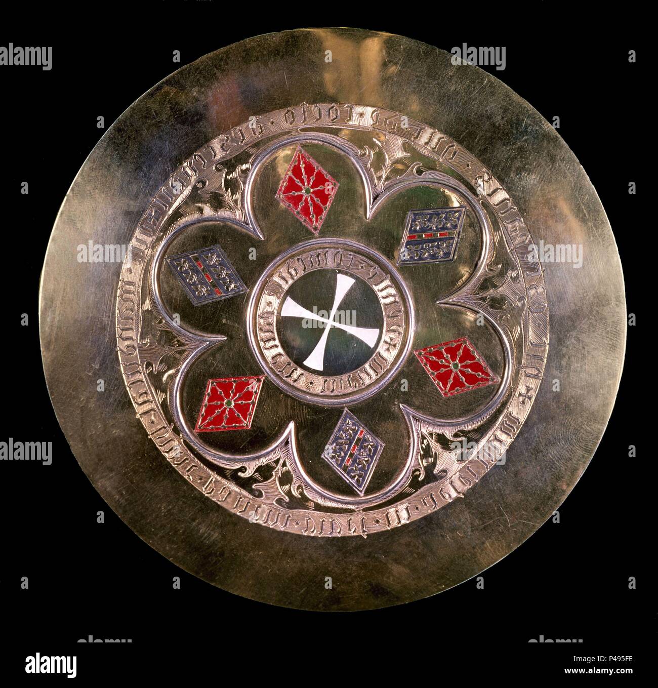 TAPA DEL CALIZ DE CARLOS III EL NOBLE. Autor: SEPULVEDA FERNANDO. Lage: Museo de Navarra, Pamplona, Navarra, Spanien. Stockfoto