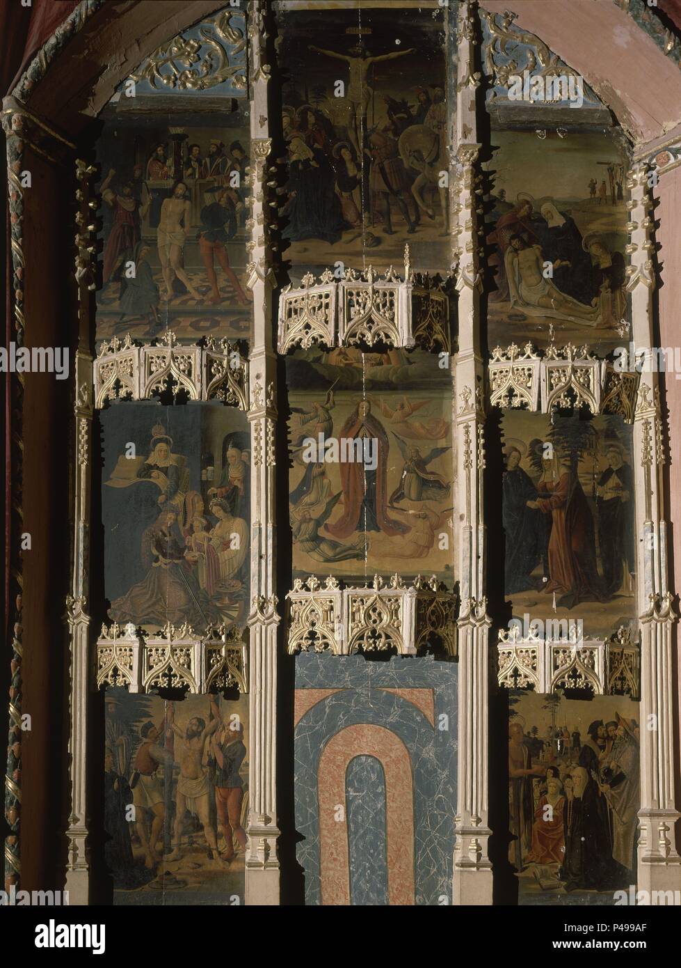 RETABLO DE LA INMACULADA - CONJUNTO. Autor: Pedro Machuca (C. 1490-1550). Lage: IGLESIA DE SAN JOSE, Granada, Spanien. Stockfoto