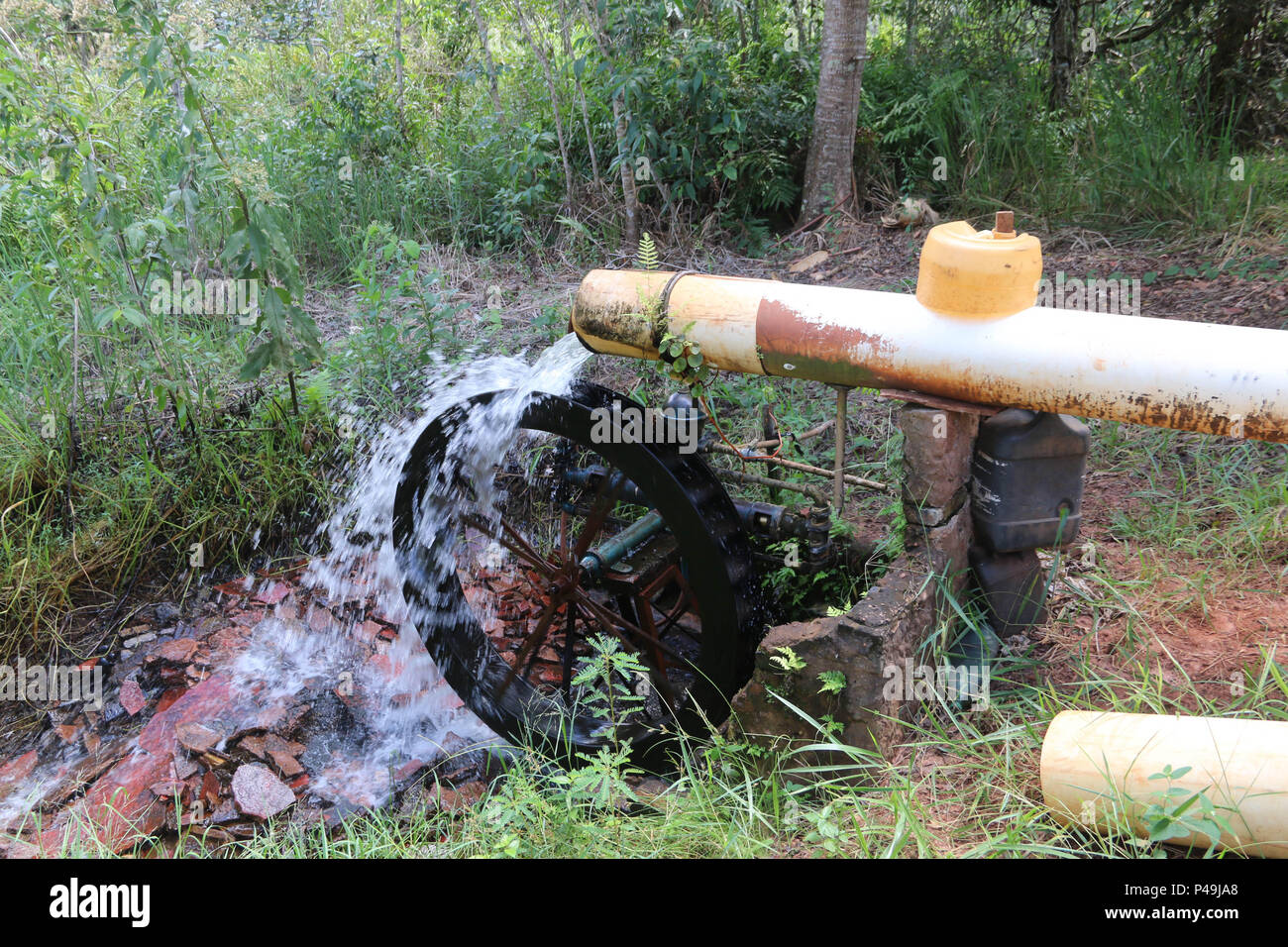 NOVA ANDRADINA, MS - 24.03.2015: - Roda Roda D ÁGUA d'água em Fazenda de Gado de Corte na Cidade de Nova Andradina, MS. (Foto: André Chaco/Fotoarena) Stockfoto