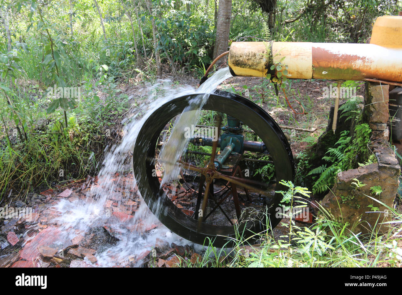 NOVA ANDRADINA, MS - 24.03.2015: - Roda Roda D ÁGUA d'água em Fazenda de Gado de Corte na Cidade de Nova Andradina, MS. (Foto: André Chaco/Fotoarena) Stockfoto