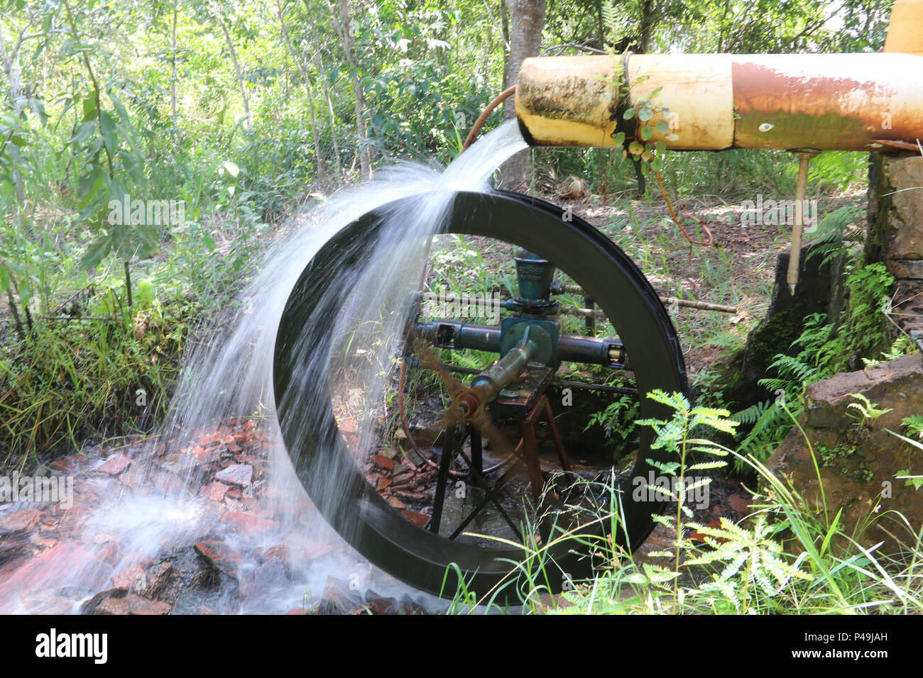 NOVA ANDRADINA, MS - 24.03.2015: - Roda Roda D ÁGUA d'água em Fazenda de Gado de Corte na Cidade de Nova Andradina, MS. (Foto: André Chaco/Fotoarena) Stockfoto
