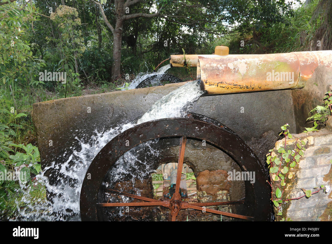 NOVA ANDRADINA, MS - 24.03.2015: - Roda Roda D ÁGUA d'água em Fazenda de Gado de Corte na Cidade de Nova Andradina, MS. (Foto: André Chaco/Fotoarena) Stockfoto