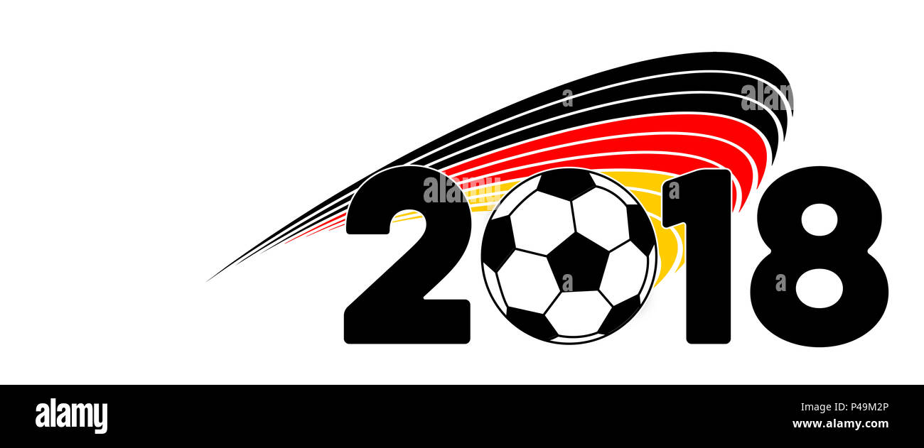 Deutschland Fahne für Fußball 2018 mit Fahne und Kugel Stockfoto
